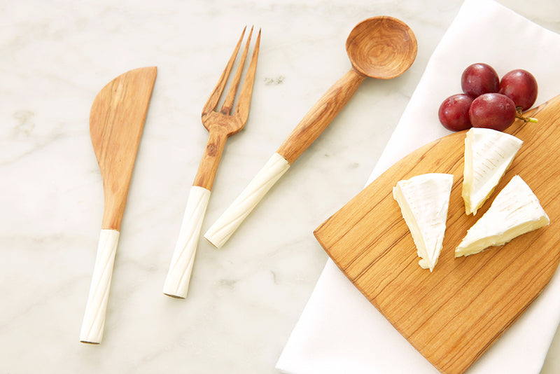 Antelope Antler Wild Olive Wood Serving Utensils