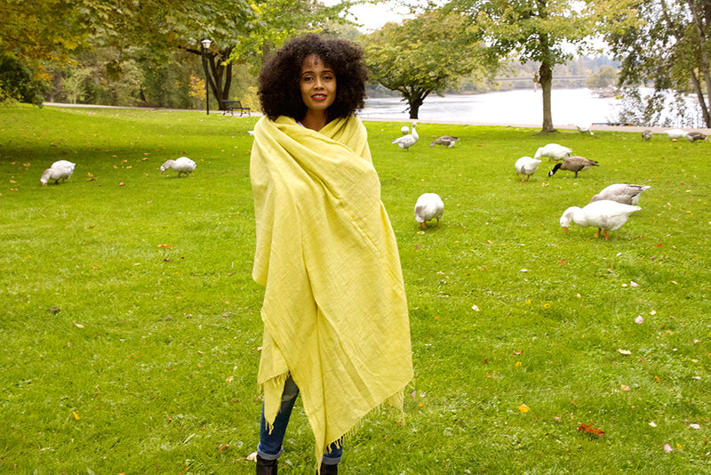 Lemon Ethiopian Cotton Gabi Body Shawl