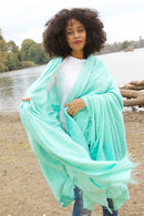 Cyan Blue Ethiopian Cotton Gabi Body Shawl