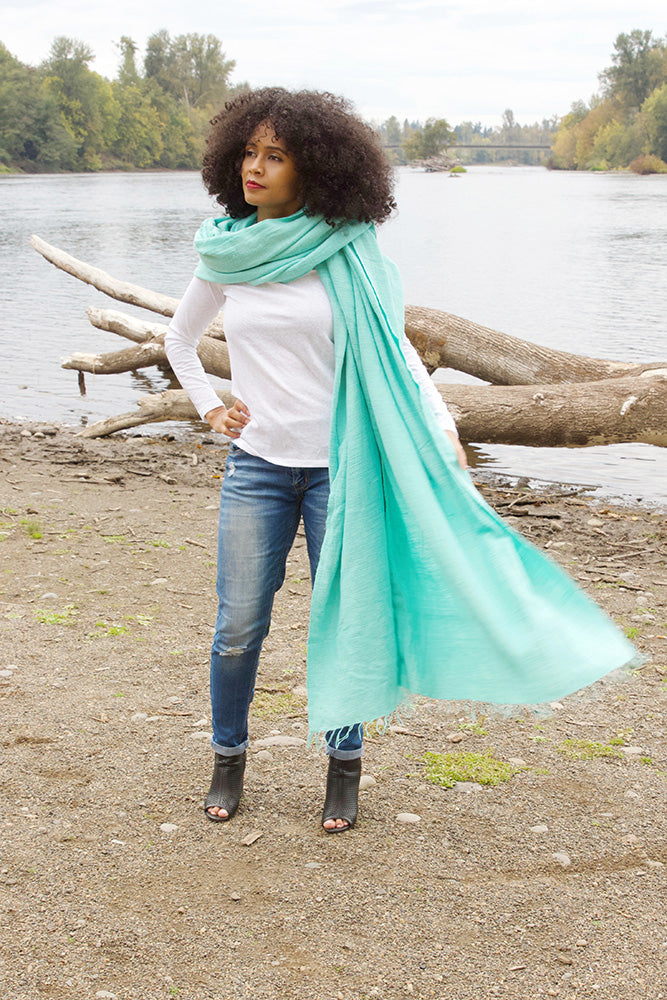 Cyan Blue Ethiopian Cotton Gabi Body Shawl