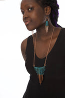 Copper Viridian Fringe Earrings