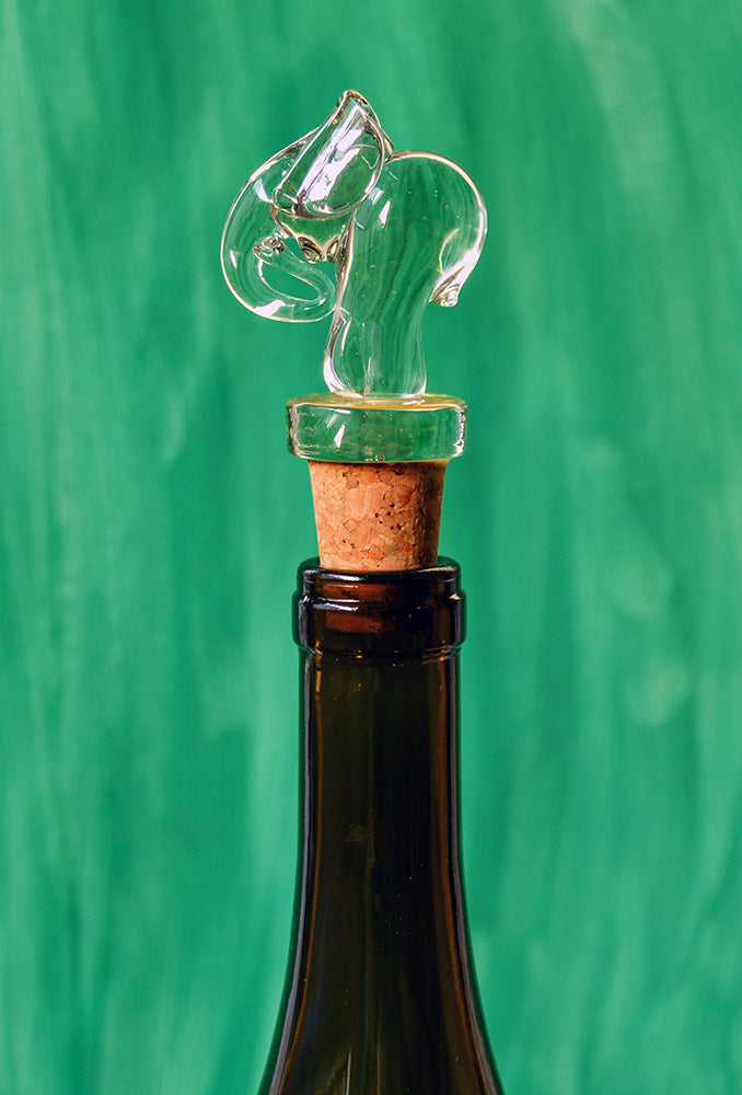 Handblown Recycled Glass Elephant Bottle Stopper